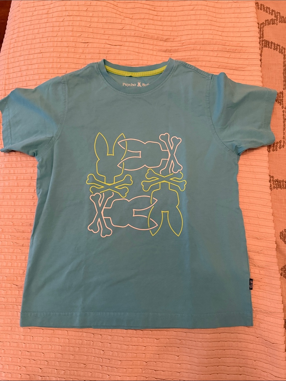 Psycho Bunny Teal Short-Sleeve Tee with Neon Graphic